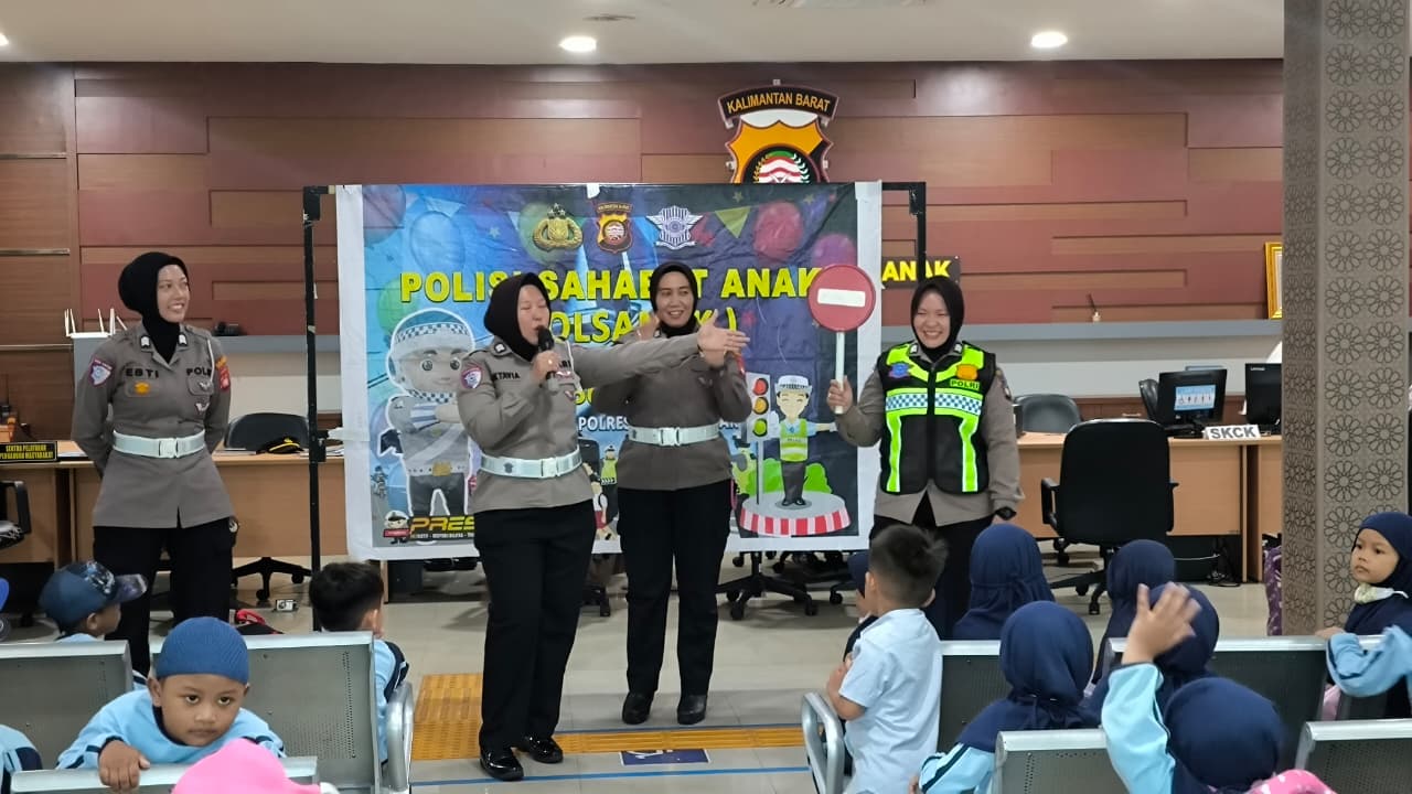 Suasana Ceria Polisi Sahabat Anak di Polresta Pontianak, Edukasi Lalu Lintas Jadi Seru