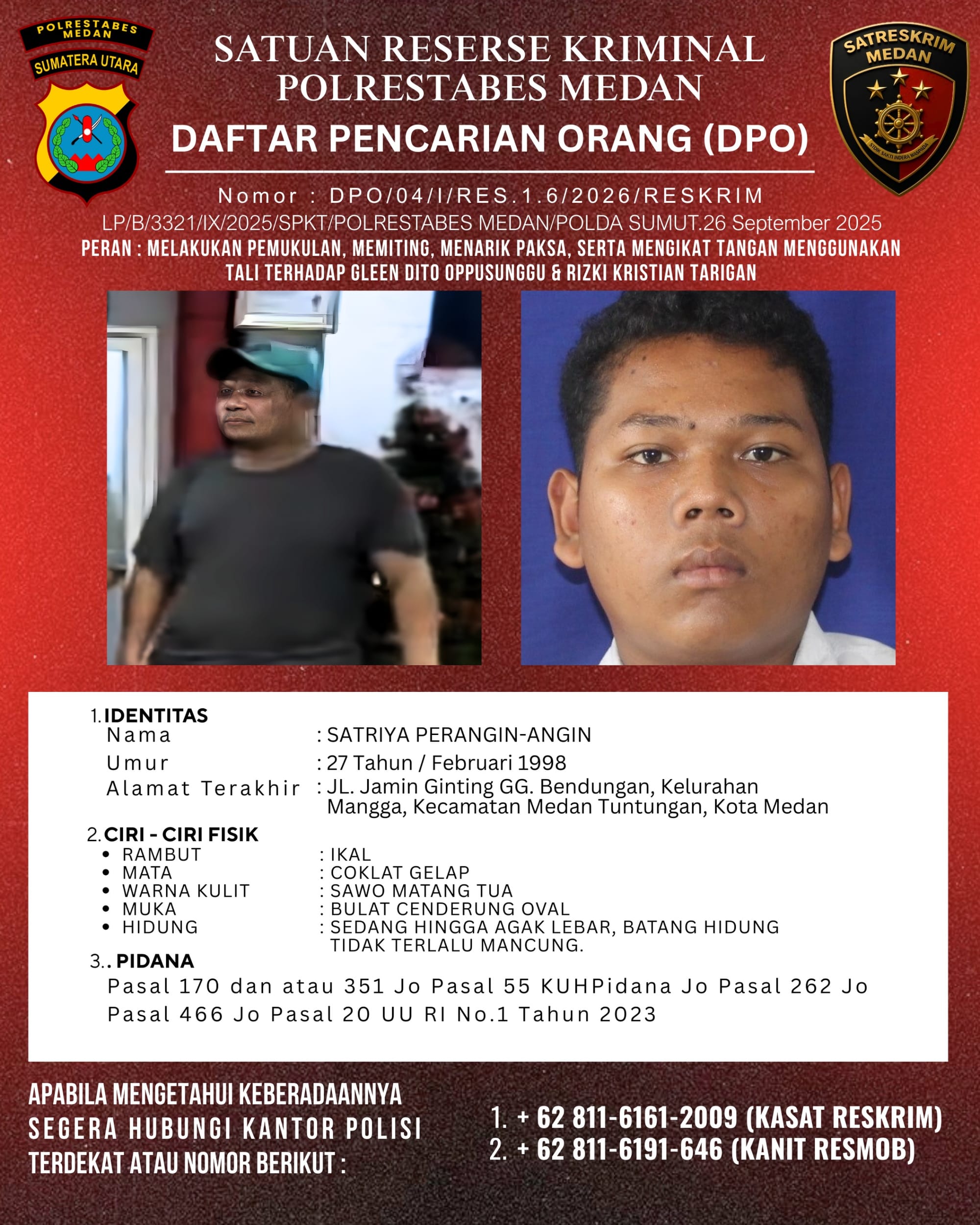 Terlibat Pemukulan dan Pengikatan Korban, Polisi Buru DPO di Medan