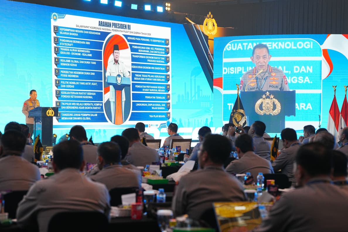 Rapim Polri 2026, Kapolri Tegaskan Polri All Out Kawal Program Pemerintah
