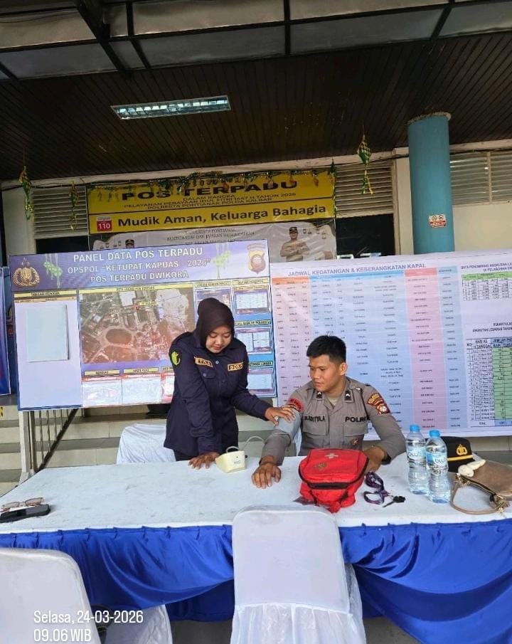 Pastikan Personel Tetap Prima, Sidokkes Polresta Pontianak Gelar Pemeriksaan Kesehatan di Pospam Operasi Ketupat Kapuas 2026