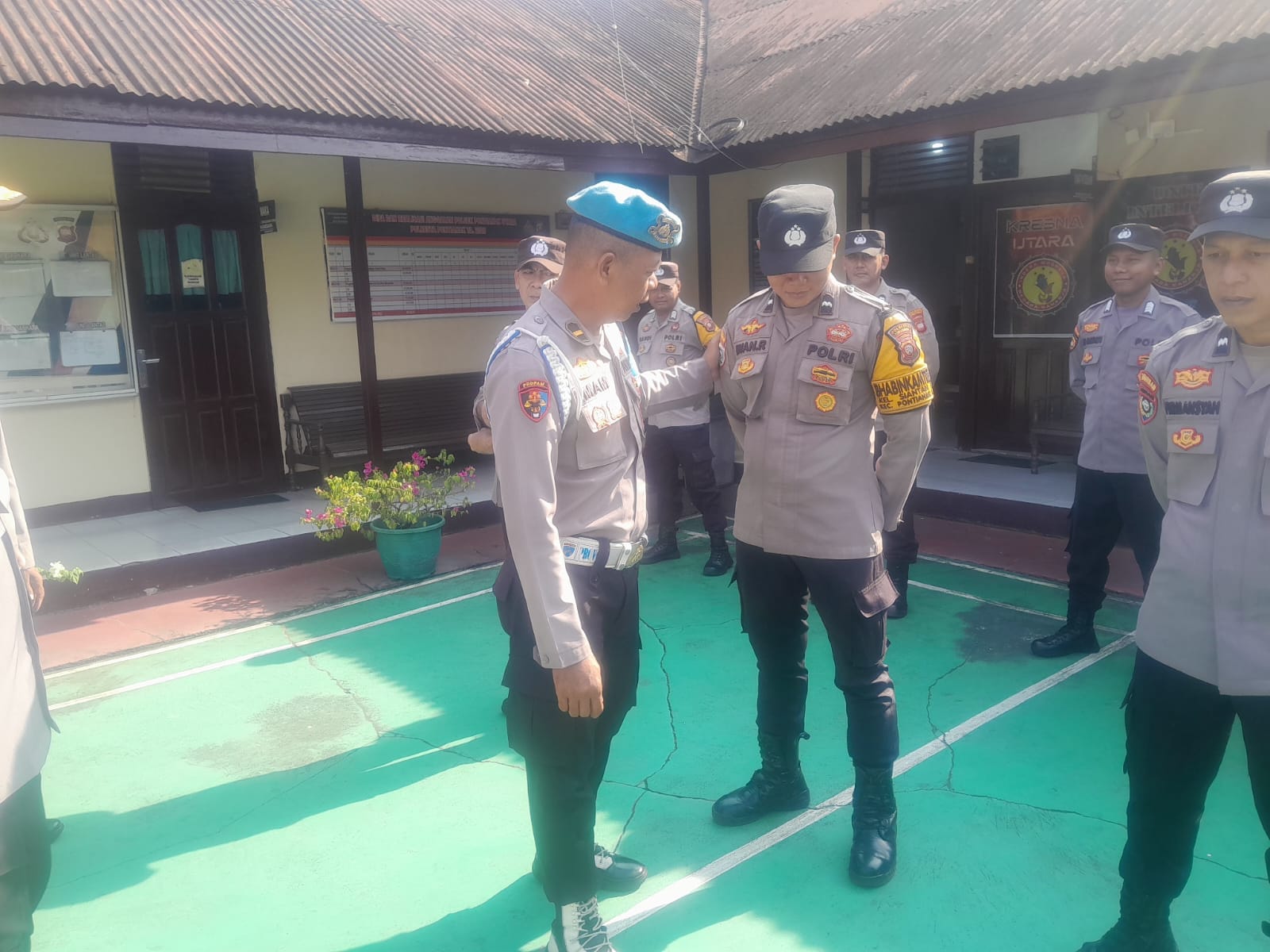 Hari Pertama Kerja Usai Lebaran, Kanit Provos Polsek Pontianak Gelar Penegakan Disiplin Personel
