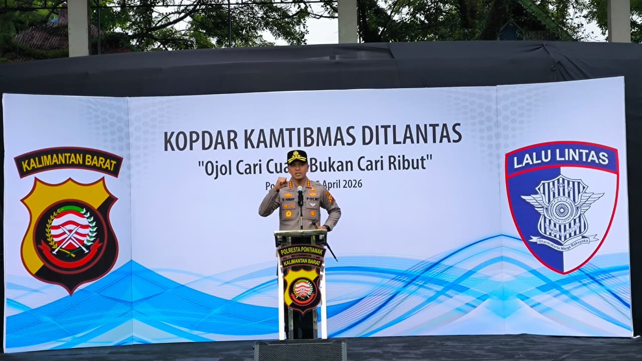 Satlantas Polresta Pontianak Bersama Polres Kubu Raya dan Ditlantas Polda Kalbar Gelar Apel Kopdar Ojol untuk Perkuat Kamtibmas