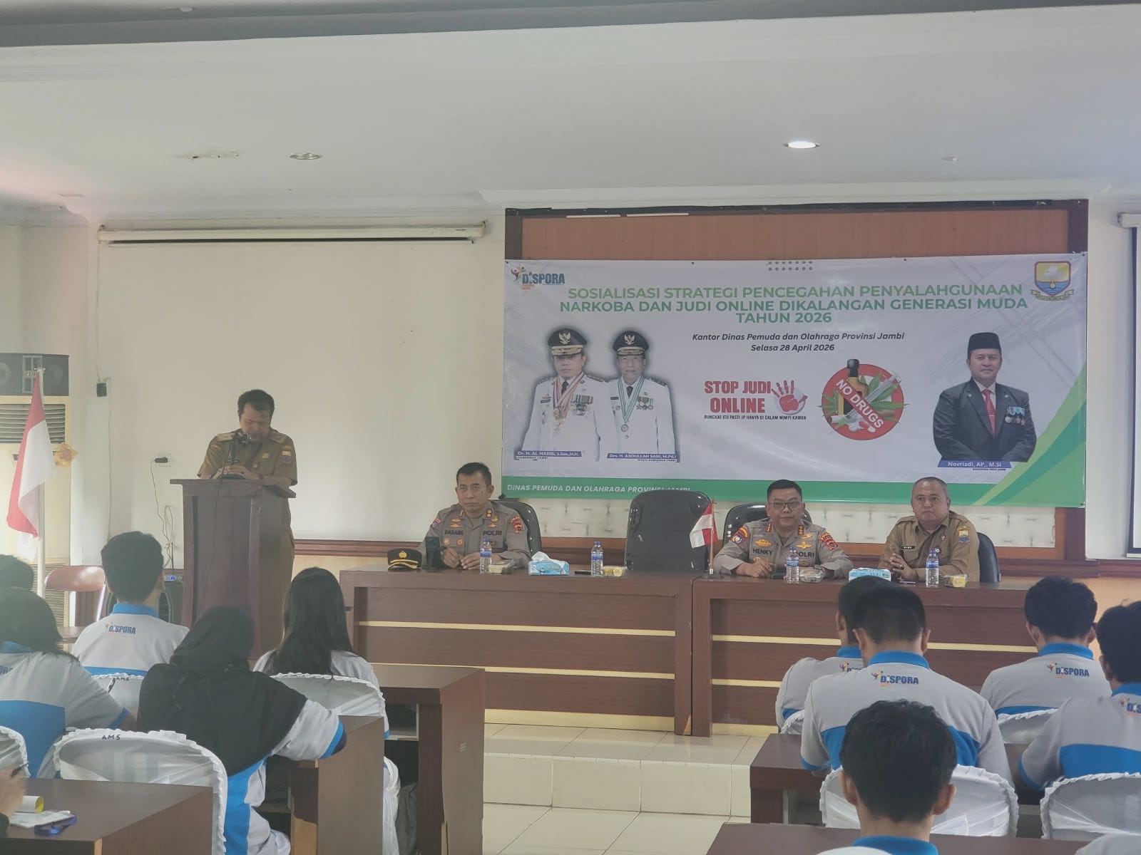 Generasi Muda Jadi Fokus, Polda Jambi dan Dispora Gelar Sosialisasi Pencegahan Narkoba dan Judi Online