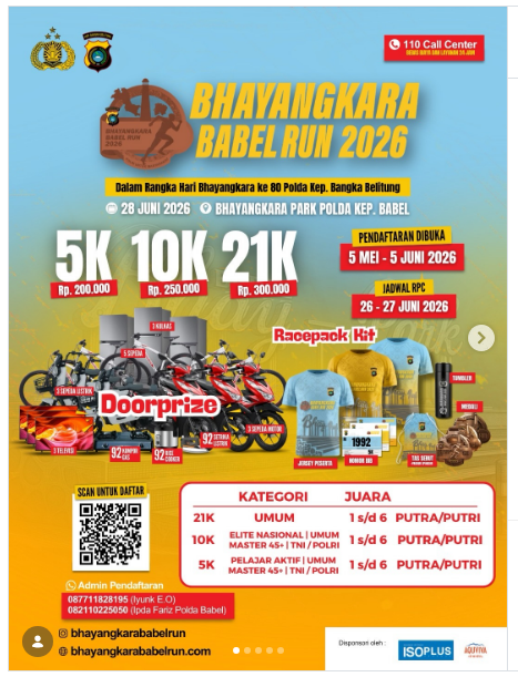 Polda Babel Siapkan Bhayangkara Babel Run 2026, Elite Nasional hingga Pelajar Bisa Ikut