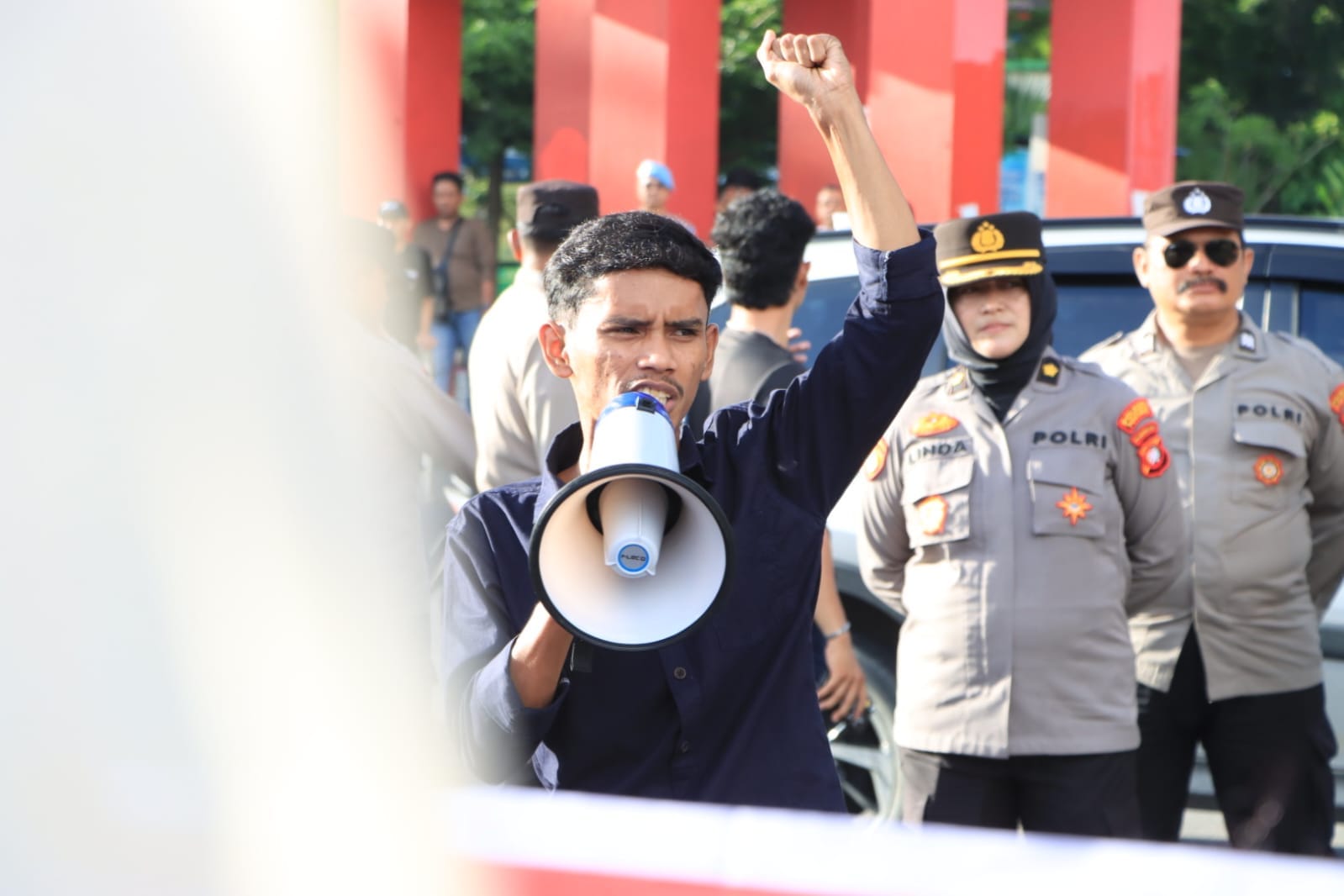 Pengamanan Polresta Pontianak di Aksi May Day Bundaran Digulis Berjalan Lancar