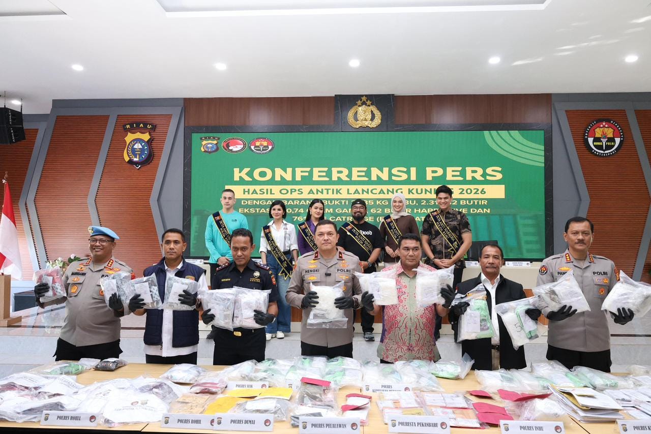 Polda Riau Tuntaskan Operasi Antik LK 2026, Ratusan Kasus Narkoba Terungkap dan 557 Pelaku Ditangkap