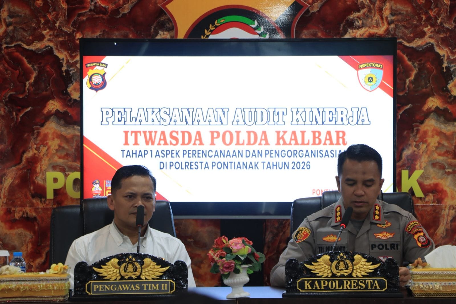 Polresta Pontianak Terima Tim Audit Kinerja Itwasda Polda Kalbar Tahap I Tahun 2026