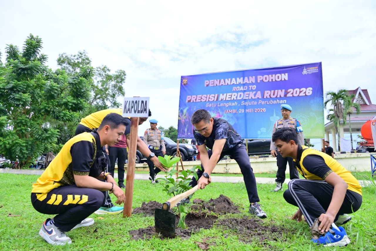 Peringati Road to Presisi Merdeka Run 2026, Polda Jambi Gelar Aksi Penghijauan untuk Dukung Kelestarian Lingkungan