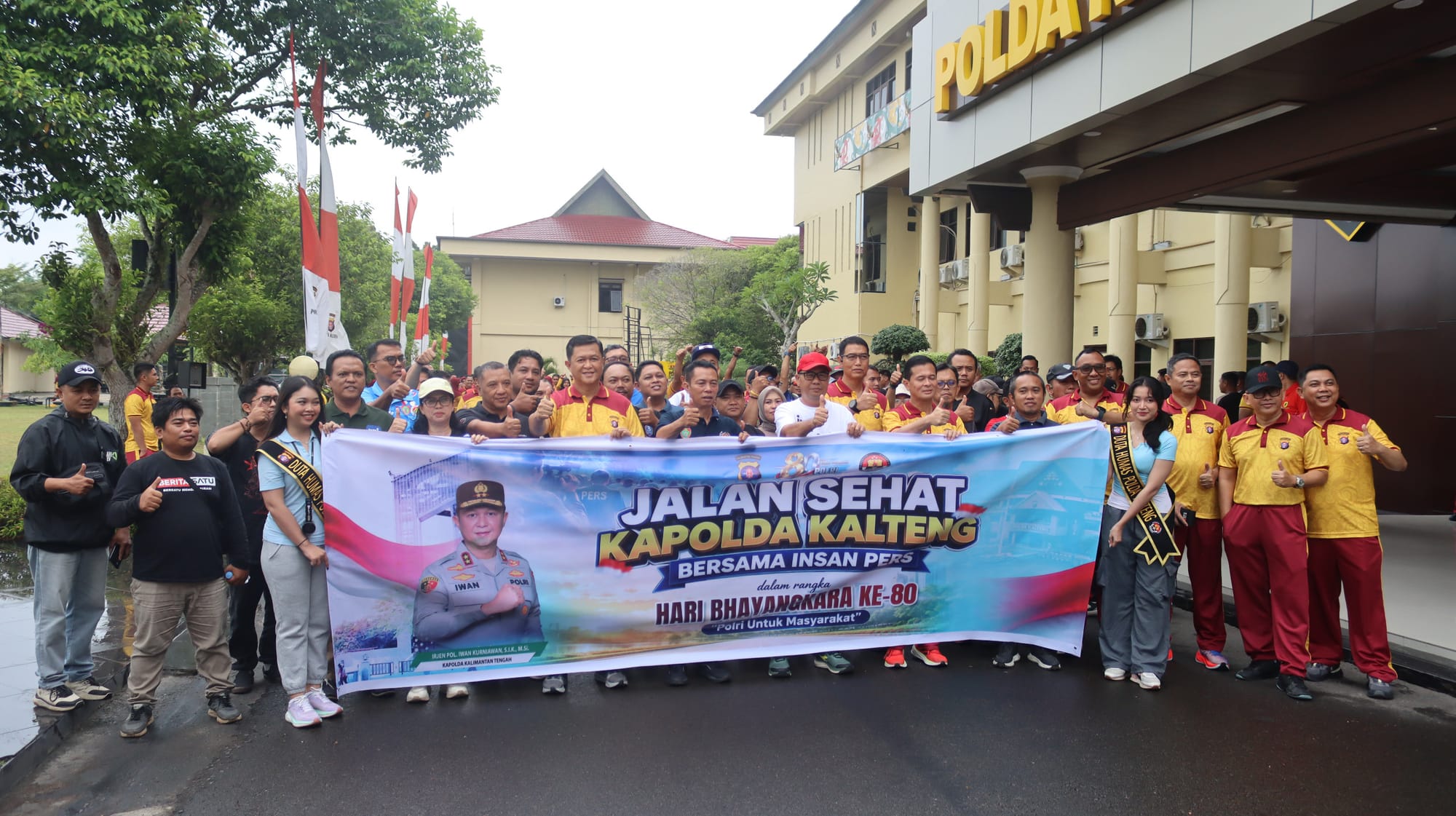 Polda Kalteng Gandeng Insan Pers Gelar Jalan Sehat, Semarakkan HUT Bhayangkara ke-80
