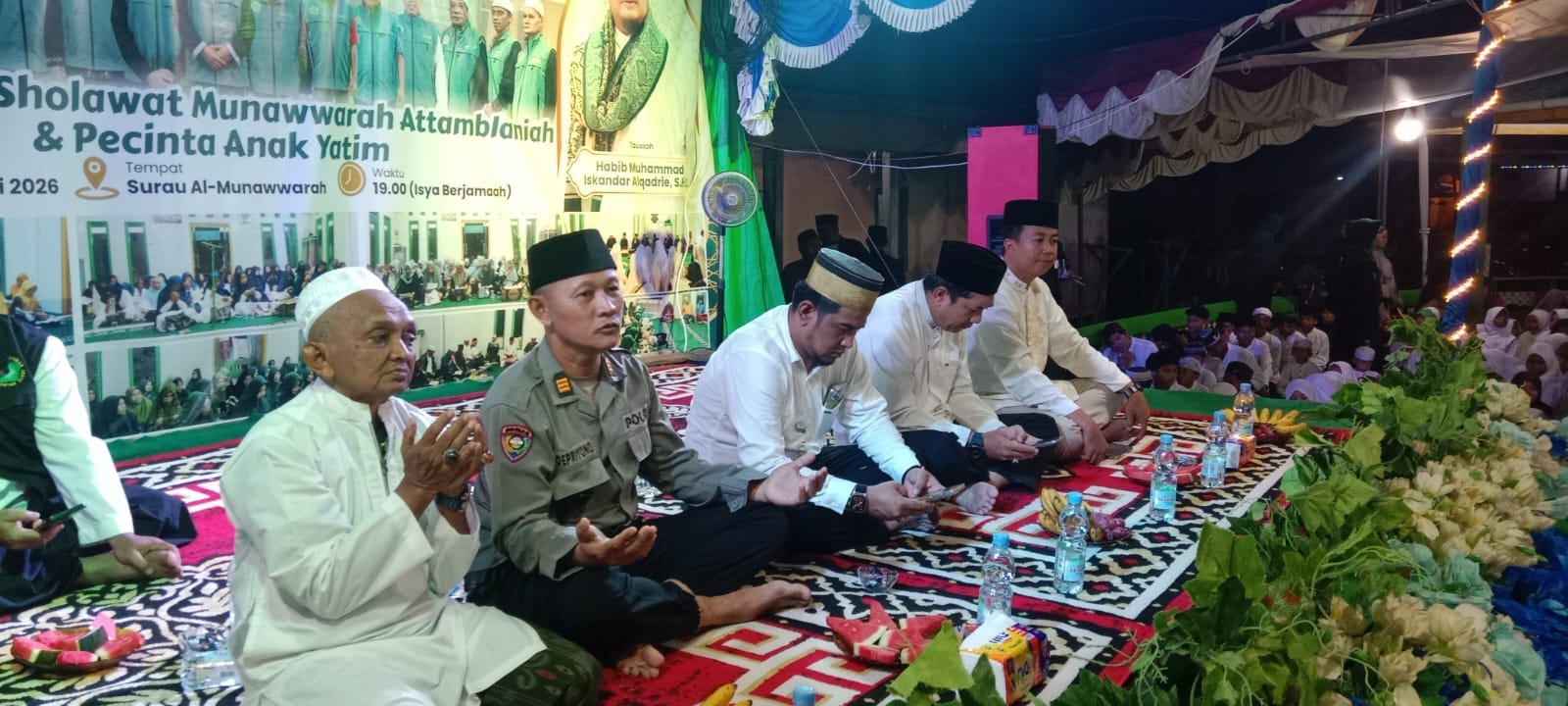 Kanit Binmas Polsek Pontianak Timur Hadiri Milad Munawarah Attambelaniah dan Santunan Anak Yatim di 10 Muharram