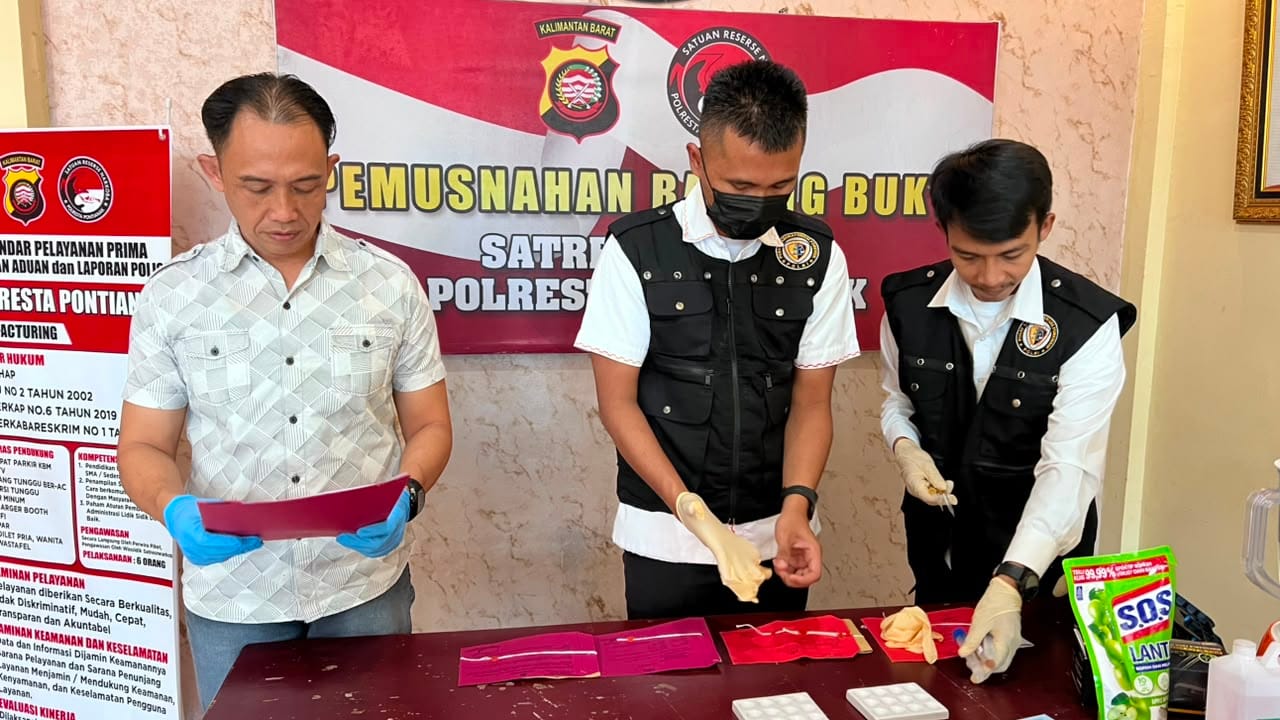 Polresta Pontianak Musnahkan Barang Bukti 103,35 Gram Sabu, Cegah Peredaran Narkoba di Masyarakat