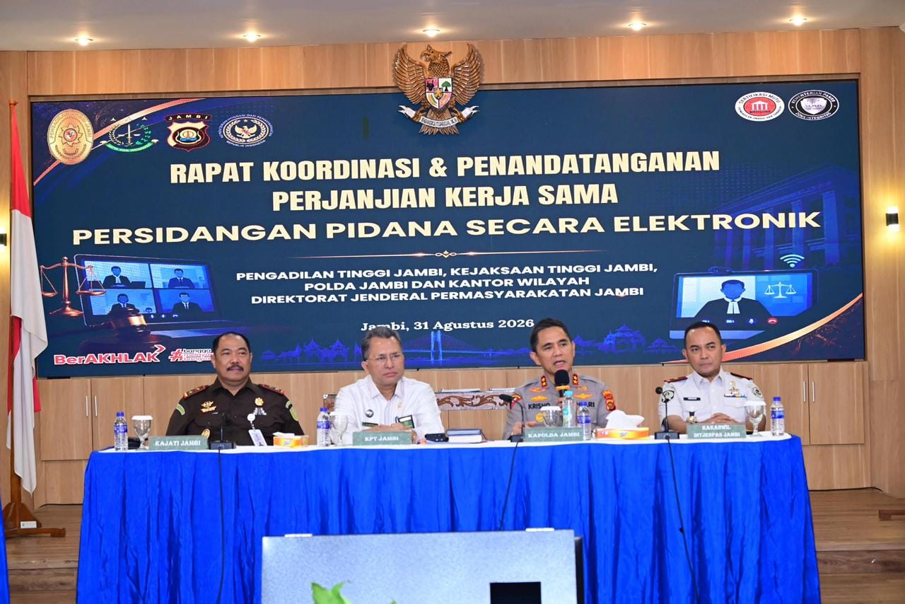 Polda Jambi Perkuat Sinergi Aparat Penegak Hukum melalui Persidangan Pidana Secara Elektronik