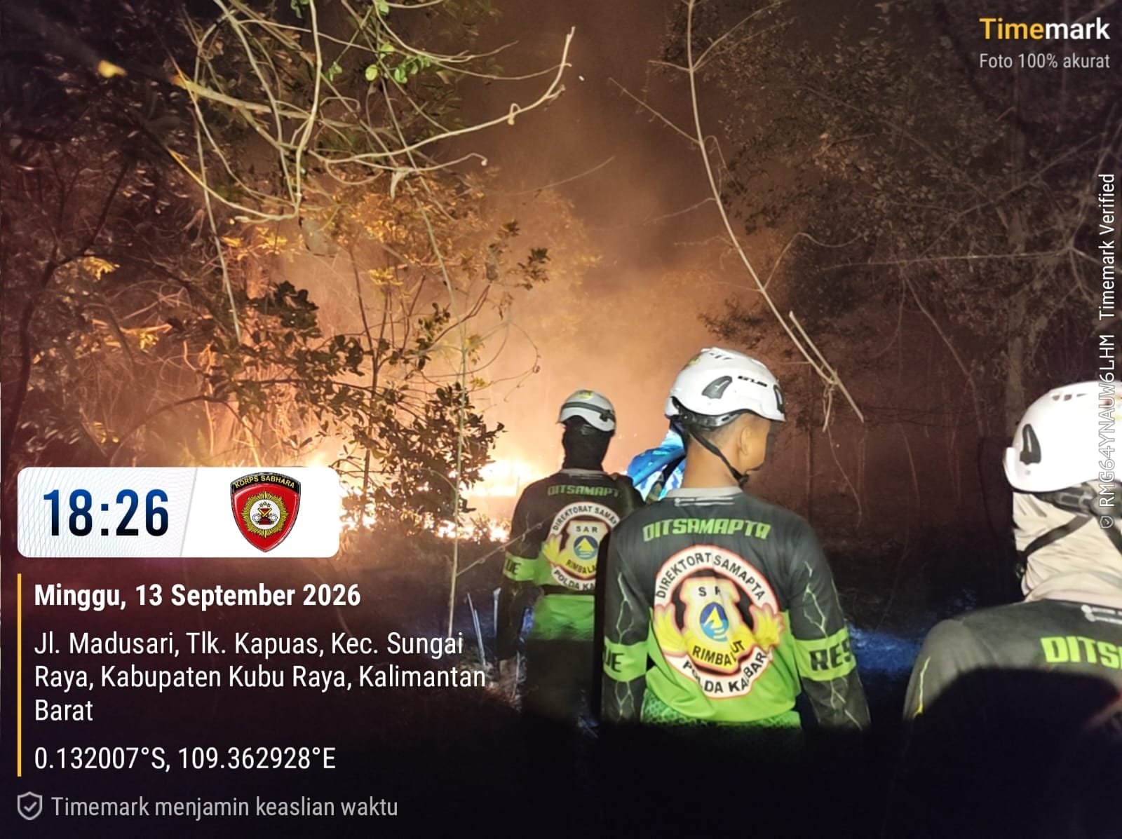 Cegah Api Meluas, Tim SAR Dit Samapta Polda Kalbar Padamkan Karhutla
