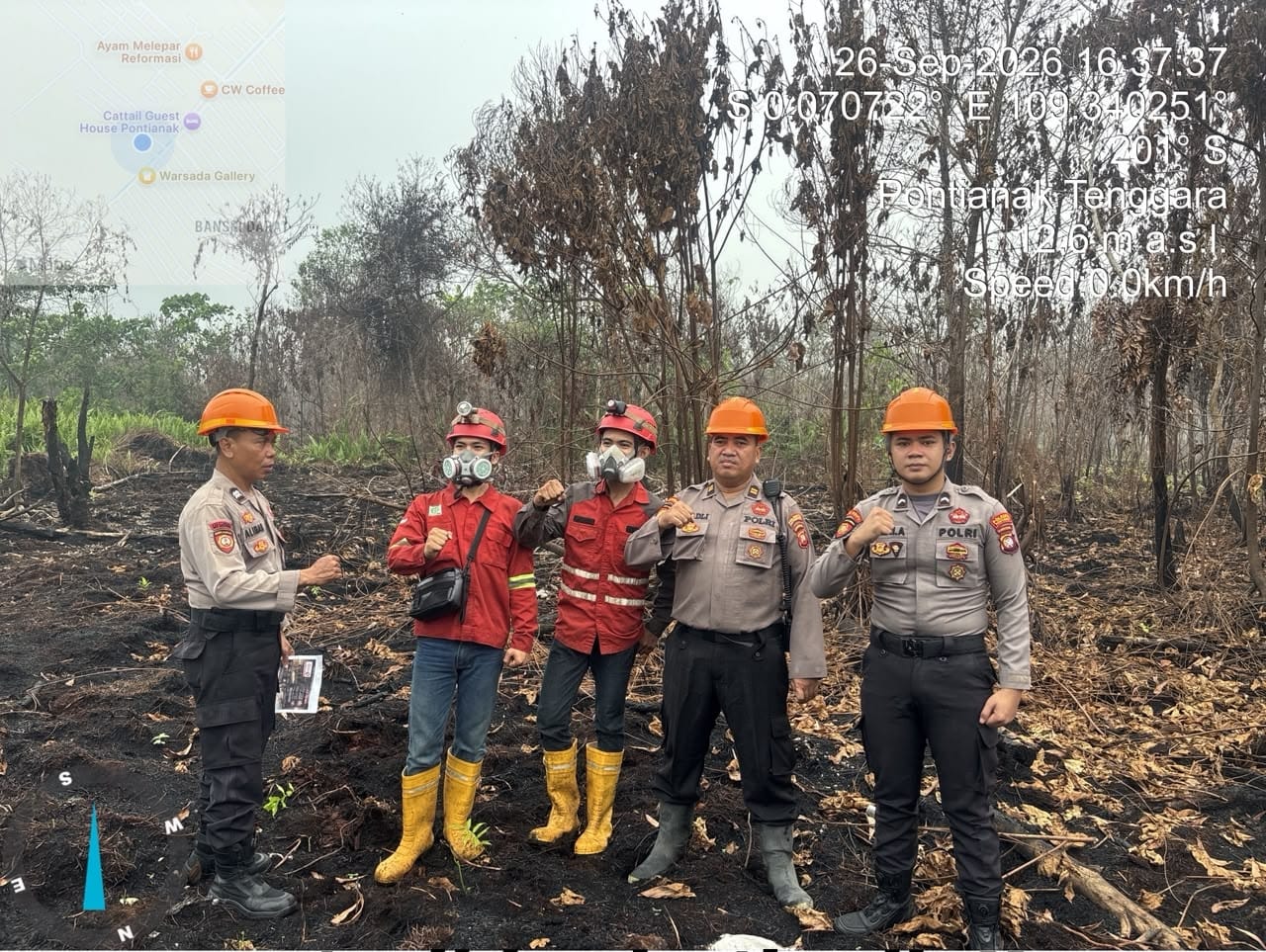 Cegah Karhutla, Sat Samapta Polresta Pontianak Patroli Lahan Rawan dan Cek Sumber Air