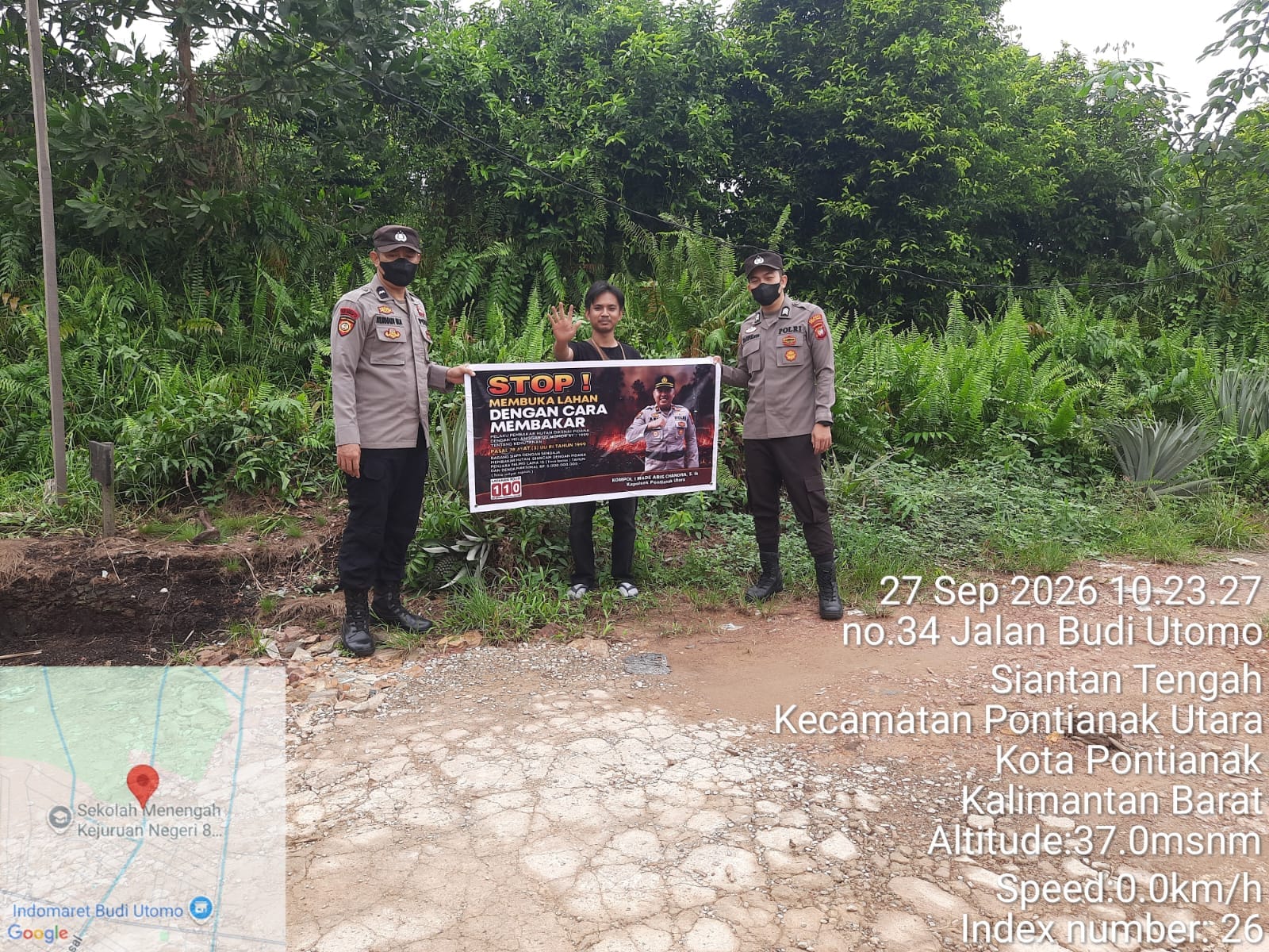 Himbauan Karhutla Terus Dilaksanakan Polsek Pontianak Utara Meskipun Kebakaran Lahan Sudah Reda