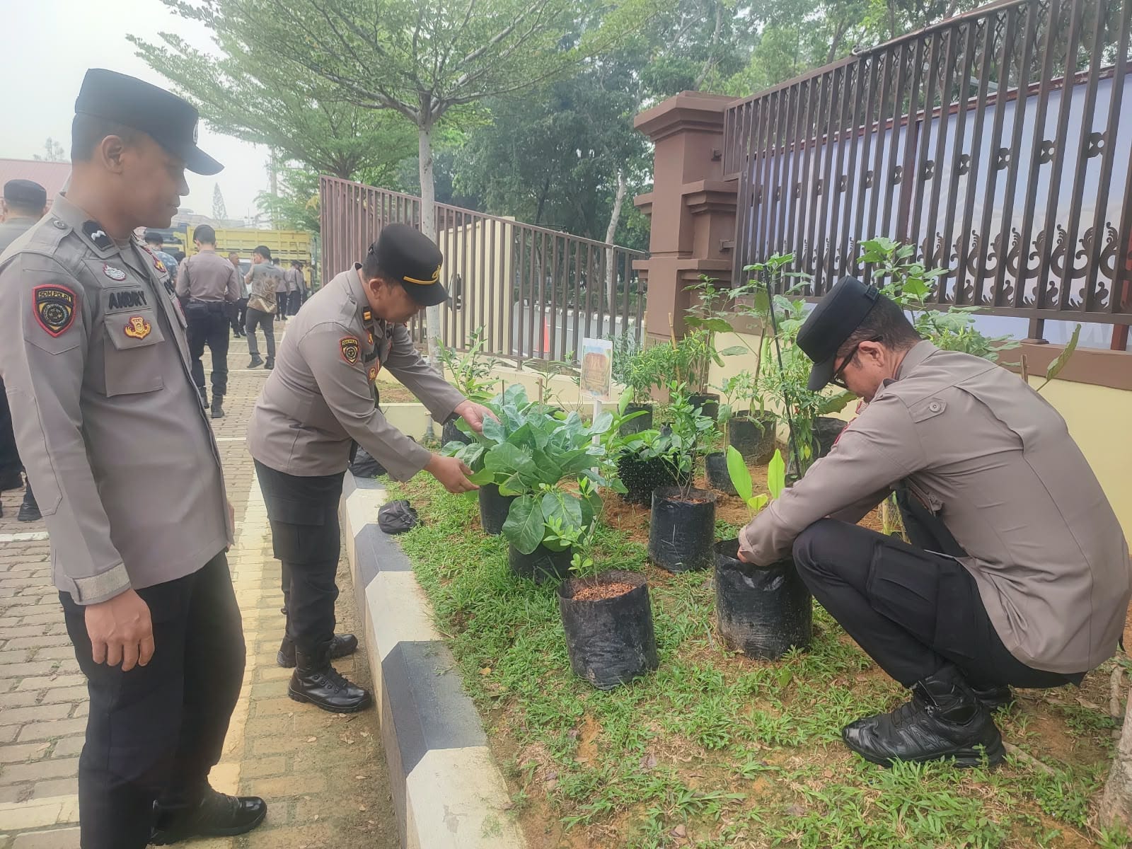 Polresta Pontianak Dukung Ketahanan Pangan, Manfaatkan Pekarangan Mako untuk Tanam Sayuran