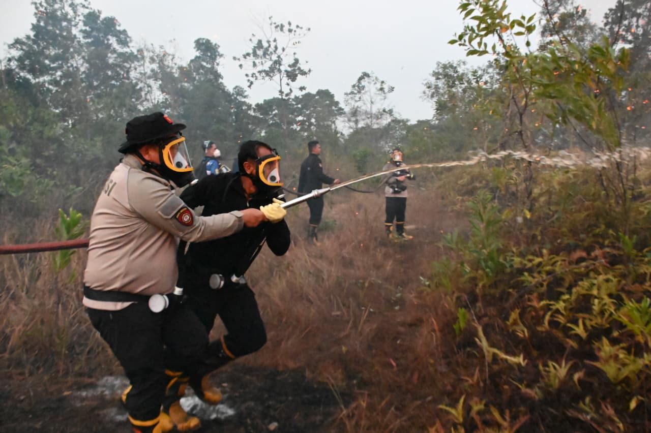 Cegah Kebakaran, Kapolda Kalsel Pimpin Langsung Pemadaman Karhutla di Banjarbaru