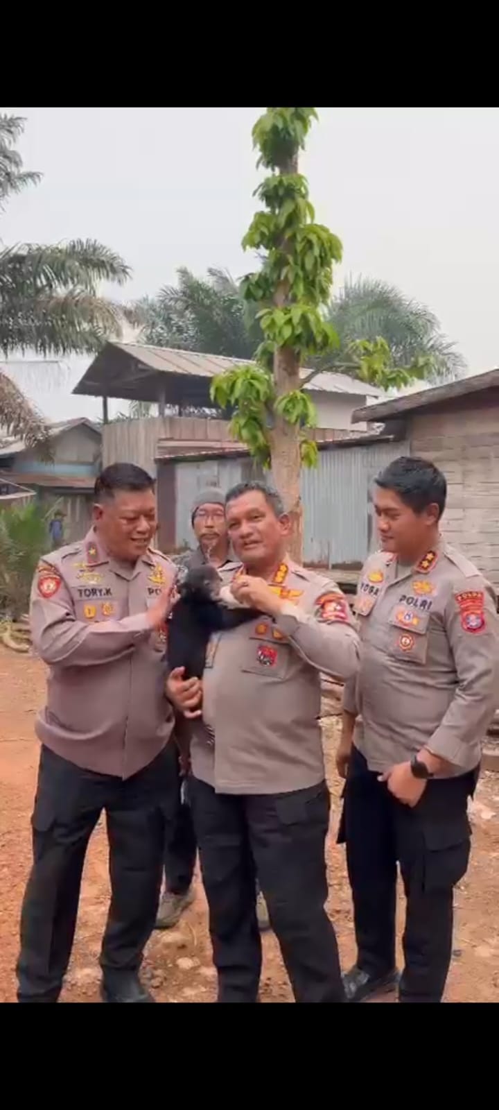 Aksi Kemanusiaan Polri di Tengah Karhutla, Anak Beruang Madu Berhasil Diselamatkan