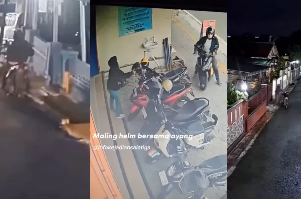 Pencurian Helm Marak di Salatiga, Pelaku Masuk Teras Rumah Warga Terekam CCTV