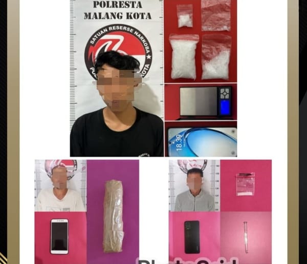 Polresta Malang Kota Tangkap Tiga Pelaku Narkoba Asal Malang dan Pasuruan