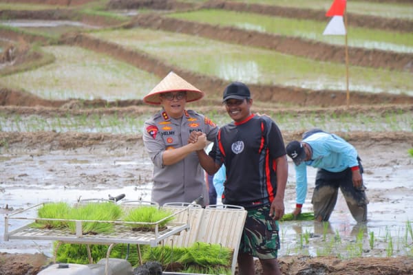 Kapolda Lampung Ikut Gerak Tanam Raya Padi Serentak, Dukung Ketahanan Pangan Nasional