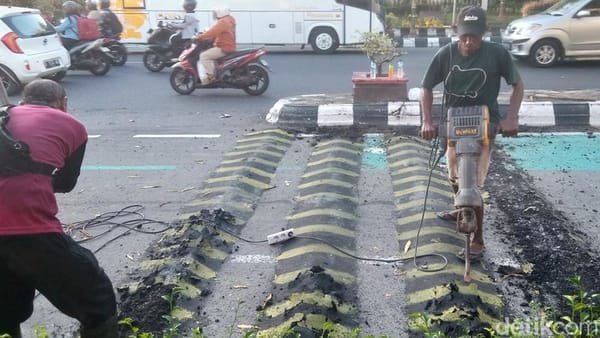 Polisi Tidur 4 Baris di Klaten Dibongkar Setelah Menjadi Sorotan