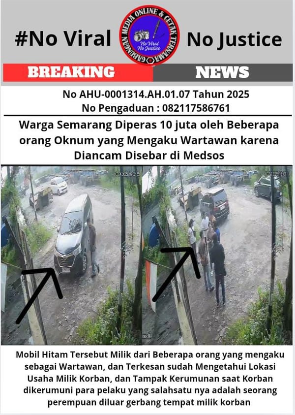 Oknum Wartawan Peras Warga Semarang Rp10 Juta, Ancaman Sebar Konten di Medsos
