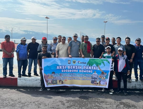 Polresta Tidore Ajak Masyarakat Bersatu dalam Aksi Bersih Pantai Tugulufa