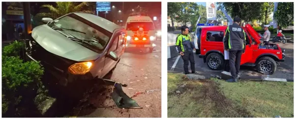 Dalam Sehari, Dua Mobil Tabrak Median Jalan di Kota Malang