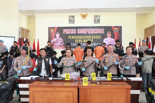Tindak Tegas Geng Motor, Polres Bener Meriah Amankan Puluhan Anggota dan Senjata Tajam