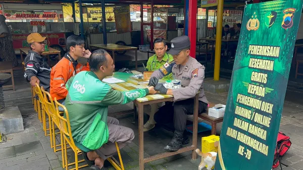 Dokkes Polres Magelang Kota Adakan Bakti Kesehatan untuk Driver Ojol