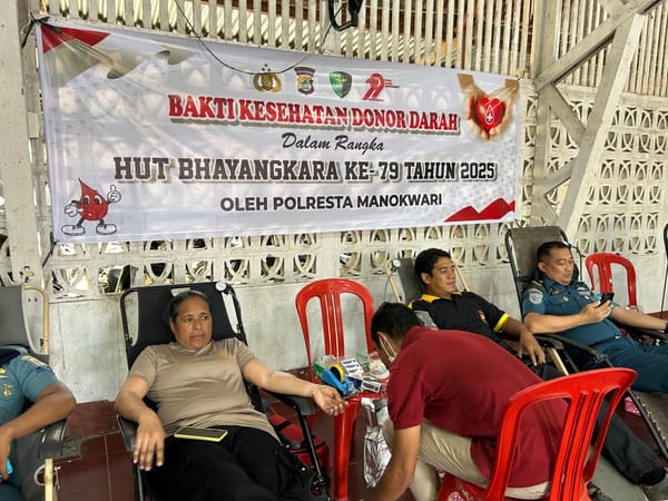 Sambut HUT Bhayangkara ke-79, Polresta Manokwari Adakan Donor Darah