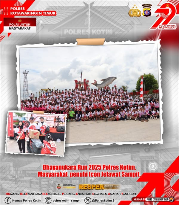 Bhayangkara Run 2025 Polres Kotim, Masyarakat  penuhi Icon Jelawat Sampit