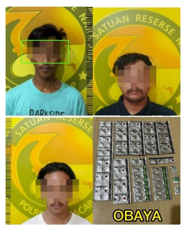 Tiga Pengedar Obat Terlarang Ditangkap Polresta Cilacap