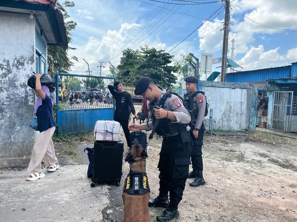 Anjing Pelacak K9 Polda Kalteng Deteksi Narkotika di Pelabuhan Mentaya