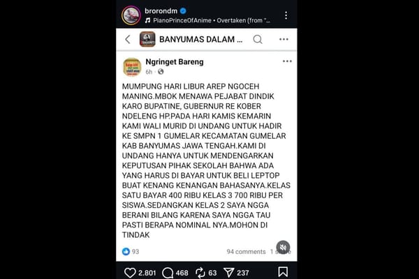 Viral Dugaan Pungli Iuran Laptop di SMPN 1 Gumelar, Kepala Sekolah Tegaskan Sumbangan Sukarela