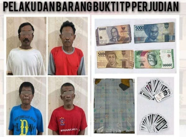 Reskrim Sragen Tangkap 4 Penjudi Kartu Ceki dalam Operasi Pekat