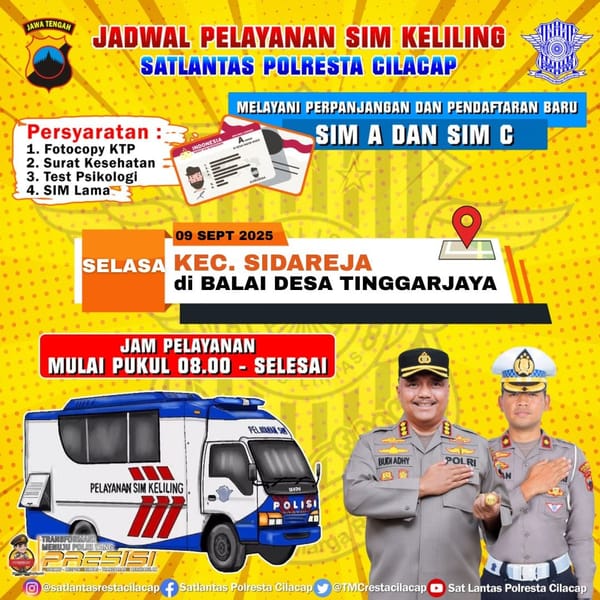 Warga Sidareja Kini Bisa Perpanjang SIM Lewat Layanan SIM Keliling Polresta Cilacap