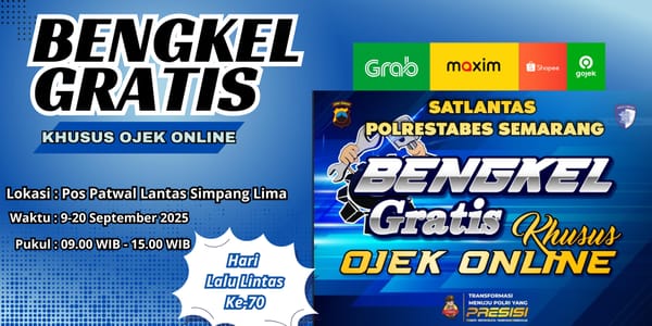Satlantas Polrestabes Semarang Gelar Servis Gratis untuk Ojek Online di Simpang Lima