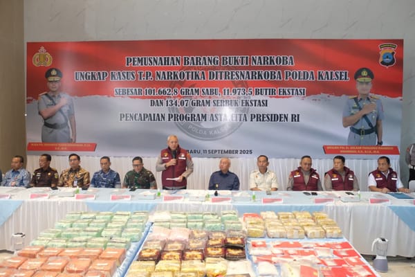 Polda Kalsel Musnahkan 101 Kg Sabu dan Berhasil Ciduk 60 Tersangka