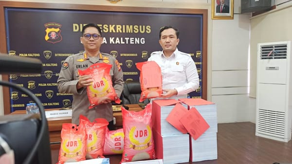 Ditreskrimsus Polda Kalteng Amankan Pria Penjual Beras Premium Tak Sesuai Standar