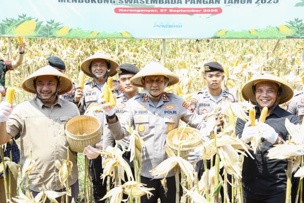 Sinergi Ketahanan Pangan, Kapolda Jateng Ikuti Panen Raya Jagung di Karanganyar