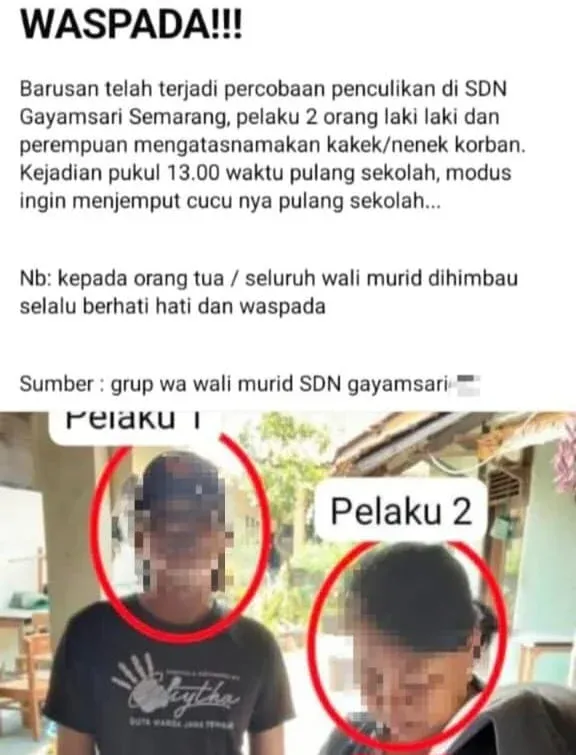 Polrestabes Semarang: Berita Percobaan Penculikan di SD Gayamsari Tidak Benar