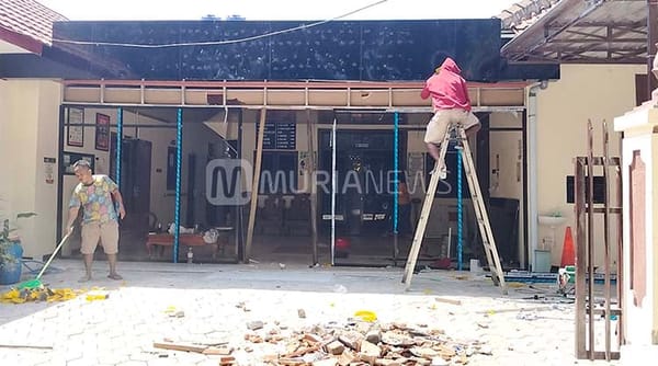 Bangunan Polres Grobogan yang Dirusak Massa Demo Langsung Diperbaiki
