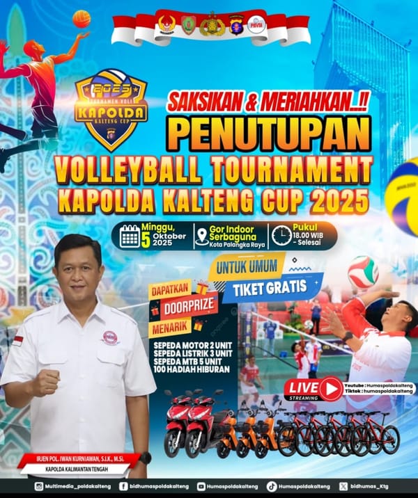 Ayo! Saksikan Laga Final dan Penutupan Turnamen Voli Kapolda Kalteng Cup 2025 di Palangka Raya