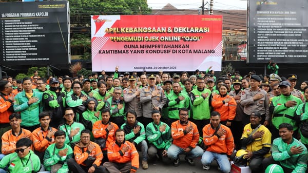 Apel Kebangsaan Jadi Simbol Kebersamaan Polresta Malang Kota dan Driver Ojol