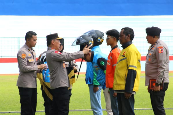 Malang Jadi Titik Deklarasi Jogo Jatim Kapolri Gandeng Ribuan Driver Ojol Jaga Kamtibmas