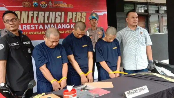Polresta Malang Kota Ringkus Tiga Pelaku Curanmor yang Resahkan Warga Lowokwaru