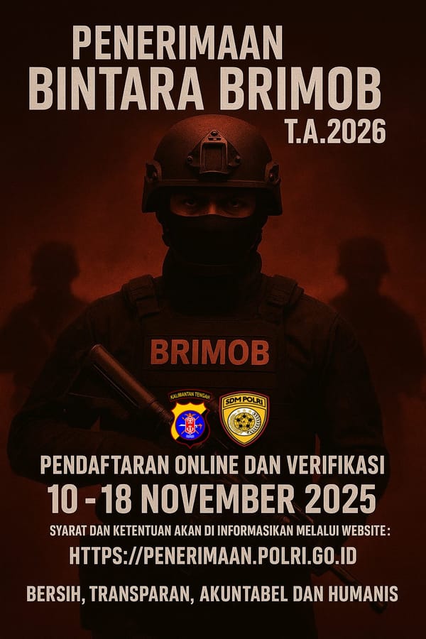 Polda Kalteng Buka Pendaftaran Bintara Brimob 2025, Cek Syarat dan Alurnya