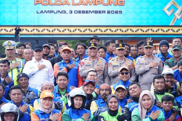 Apel Ojol Kamtibmas 2025, Polda Lampung Gelar Bakti Sosial dan Layanan Kesehatan